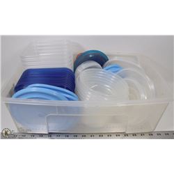 PLASTIC TOTE BOX FILLED WITH STORAGE