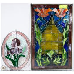 2 STAINED GLASS WALL DECORATIONS 22"X13 AND 13"X10