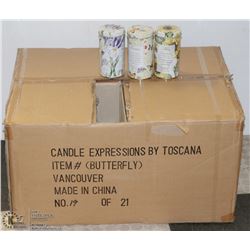 CASE OF 96 NEW CANDLE TINS W/ LIDS -ASSORTED.