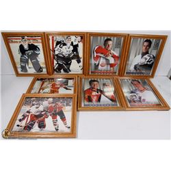 LOT OF 8 HOCKEY PRINTS IN OAK FRAMES