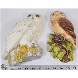 PAIR OF LARGE BOSSON OWL ORNAMENTS - SNOWY OWL &