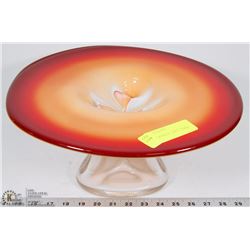 ORANGE ART GLASS CENTER PIECE.