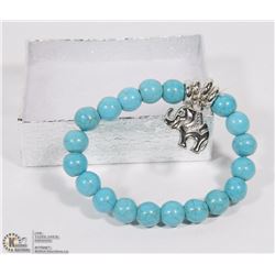 #16-NATURAL BLUE TURQUOISE BRACELET ELEPHANT