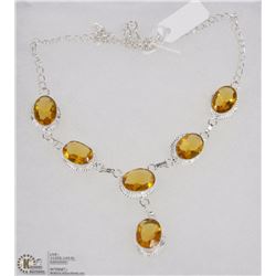 #132- LEMON TOPAZ GEMSTONE NECKLACE
