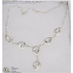 #28-WHITE TOPAZ GEMSTONES NECKLACE