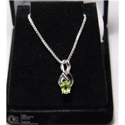 #113-GENUINE GREEN PERIDOT PENDANT NECKLACE