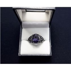 #16 - BLACK RHODIUM PLATED & AMETHYST RING