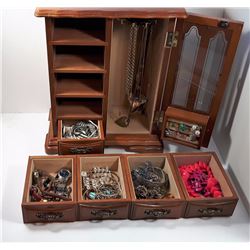#2 - GLASS FRONTED JEWELRY BOX & CONTENTS
