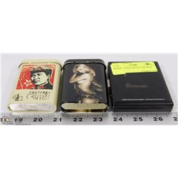 3 COLLECTIBLE METAL CIGARETTE BOXES