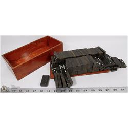 DOMINOES IN A WOODEN BOX