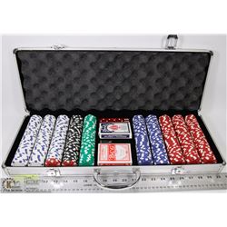 LARGE 500 CHIPS (HEAVY) POKER SET IN METAL CASE