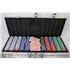 Image 1 : LARGE 500 HEAVY CHIPS POKER SET IN METAL CASE