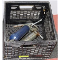 A BOX WITH 2 HEAVY DUTY GREASE GUNS