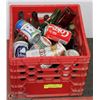 Image 1 : DAIRY CRATE FILLED WITH OLD LIQUOR BOTTLES & CANS