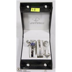 LAWRENCE LADIES WATCH, BRACELET, EARRINGS, AND RING