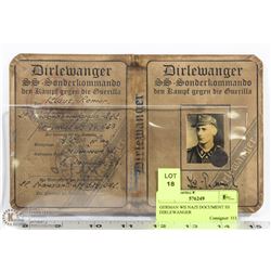 GERMAN WII NAZI DOCUMENT SS DIRLEWANGER