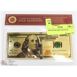 100 US 99.9% 24KT GOLD FOIL