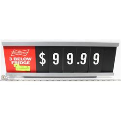 NEW BUDWEISER PRICING SIGN. 20” LONG