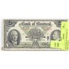 Image 1 : 1938 BANK OF MONTREAL $5 DOLLAR BILL