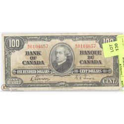 1937 CANADIAN  $100  DOLLAR BILL