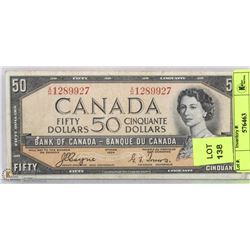 1954 CANADIAN $50.00 DEVILS FACE BANKNOTE