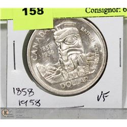 1858-1958 CANADIAN SILVER BRITISH COLUMBIA DOLLAR.
