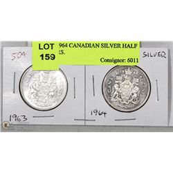 1963 & 1964 CANADIAN SILVER HALF DOLLARS.