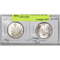 1966 & 1867-1967 CANADIAN SILVER HALF DOLLARS.