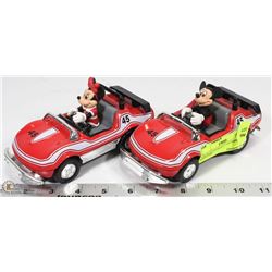 VINTAGE TIN MICKEY AND MINNIE RACE CARS