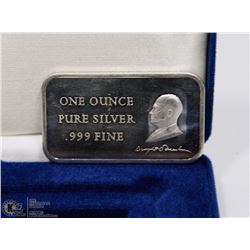 65) 1OZ PURE FINE SILVER .999 BAR.