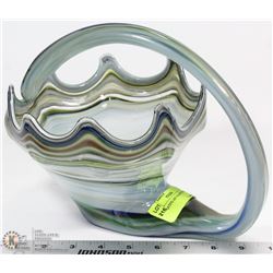 DECORATIVE ART GLASS SWAN BOWL