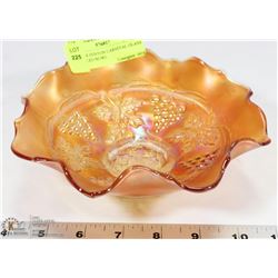 VINTAGE FENTON CARNIVAL GLASS 7" RUFFLED BOWL