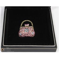 VINTAGE RHINESTONE PURSE BROOCH