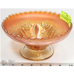 MARIGOLD CARNIVAL GLASS BOWL WITH FLOWER DESIGN
