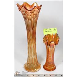 SET OF 2 CARNIVAL GLASS VASES