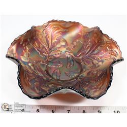 CARNIVAL GLASS FENTON THISTLE 6 RUFFLE BOWL