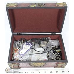 CHEST OF ROCK NECKLACES PIN JEWELLERY ETC