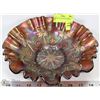 Image 1 : CARNIVAL GLASS RUFFLED EDGE BOWL