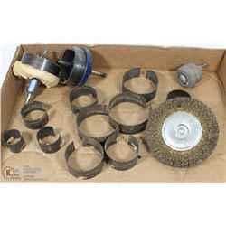 FLAT OF HOLE SAW BITS & WIRE BRUSH