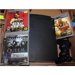 SONY PS3 WITH 3 GAMES, ONE WIRELESS CONTROLLER