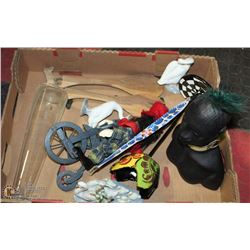 FLAT OF HOME DECOR & COLLECTIBLES (AFRICAN BUST)