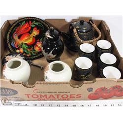 ASIAN COLLECTORS LOT INCL TEA POT, CUPS,VASES,