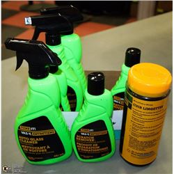FLAT OF CAR DETAILING SUPPLIES,WHEEL CLEANER &