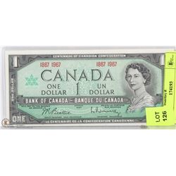 CENTENNIAL UNC. CANADIAN $1 BILL