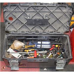 STANLEY TOOL BOX WITH ASSORTED HAND TOOLS