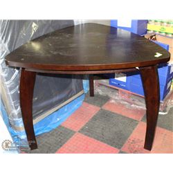 TRIANGLE SHAPED ESPRESSO COLORED TABLE