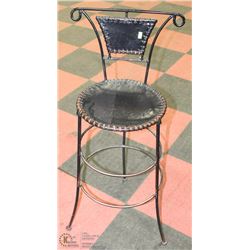 SOLID METAL AND LEATHER  BAR STOOL