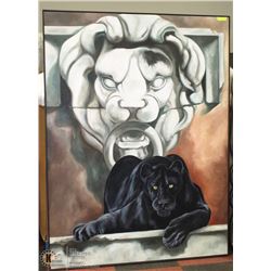 LARGE LION WITH PANTHER CANVAS ARTWORK
