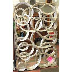 PAIR OF 5' DESIGNER SILVER TONED FRAMED MIRRORS