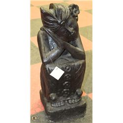 23"H BLACK CEMENT SLEEPING GIRL STATUE